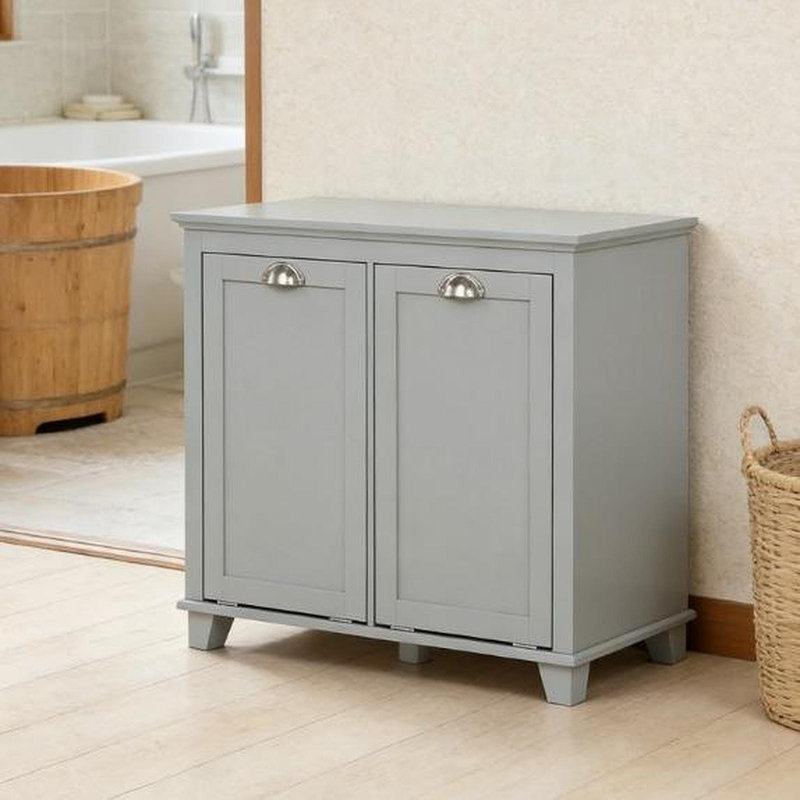 Armoire de rangement pour salle de bain, armoire à linge double inclinable, armoire de plancher pour salle de bain