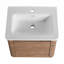 Meuble-lavabo mural avec lavabo en céramique, tablettes de rangement et porte à fermeture en douceur-1373581301