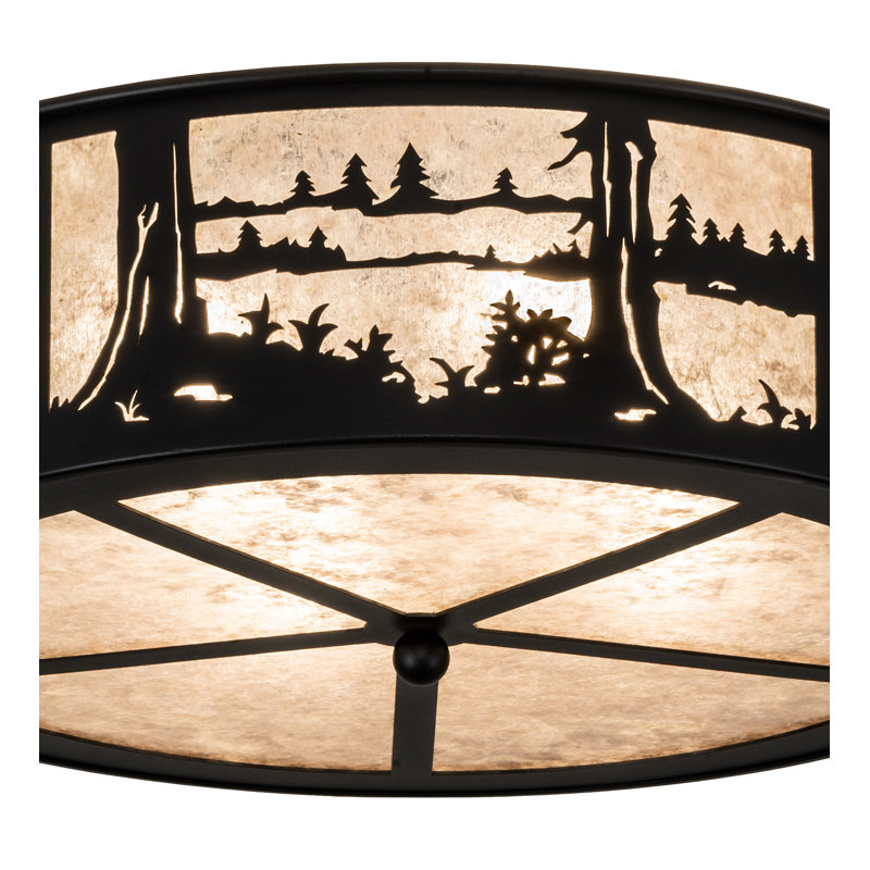Rustic Lodge 4 - Light Flush Mount, Textured Black