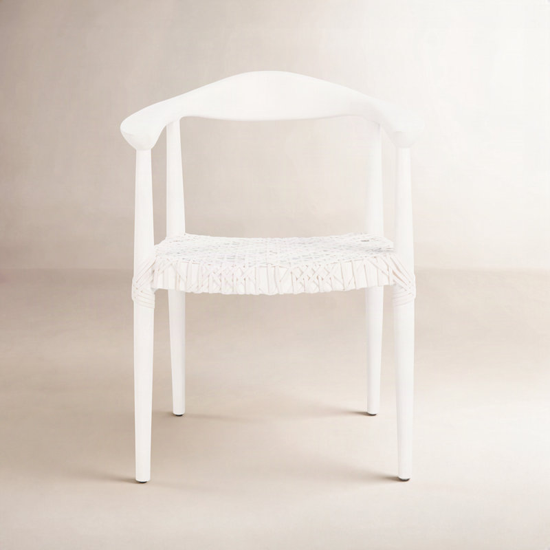 Kazbah 18.9'' H Leather Upholstered Armchair, White