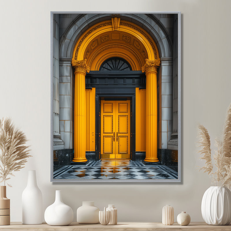 Jaune jaune gris majestueux Banks - Banks Wall Art, Toile argentée avec cadre flottant, H 32 po x l 16 po x P 1 po