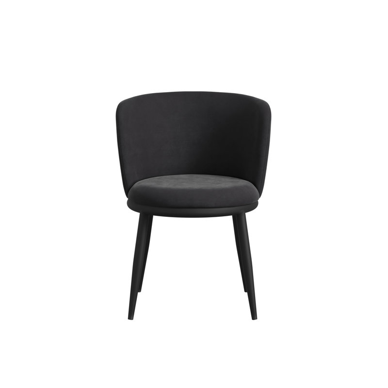 Nova Velvet Upholstered Upholstered Back Side Chair, Black