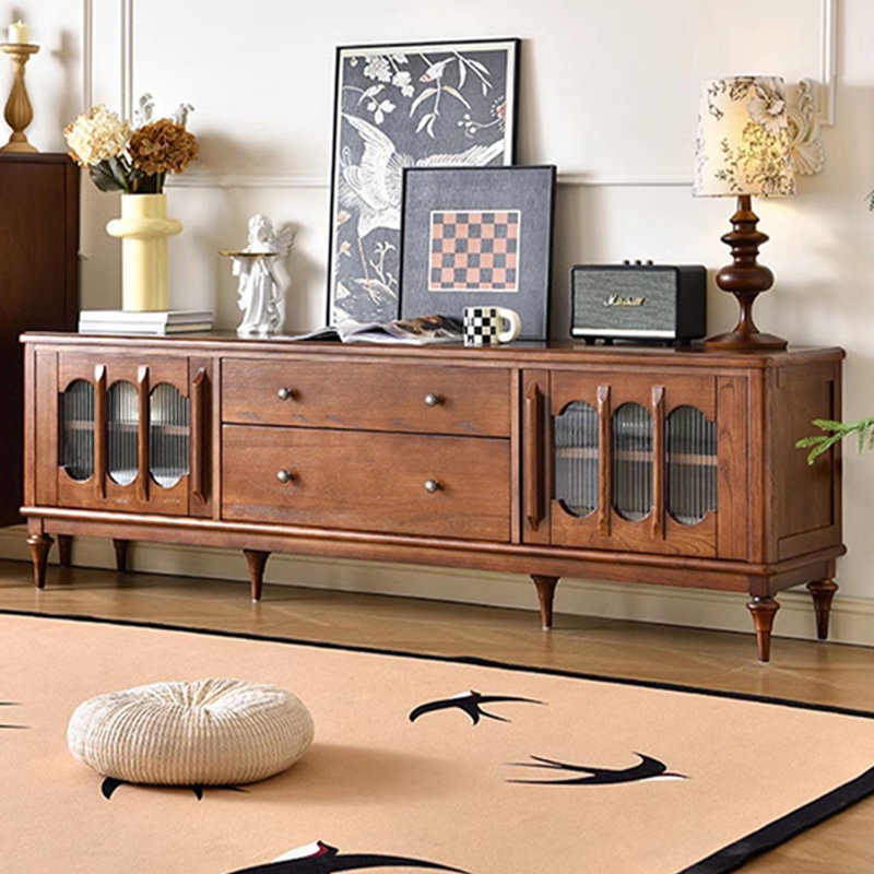 Retro Style Ash Wood TV Stand, Brown