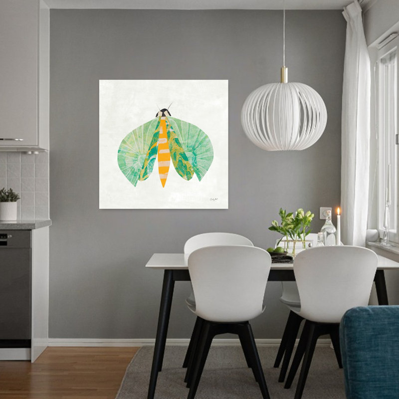 Collage insectes II, papillon contemporain, H 32 po x l 32 po