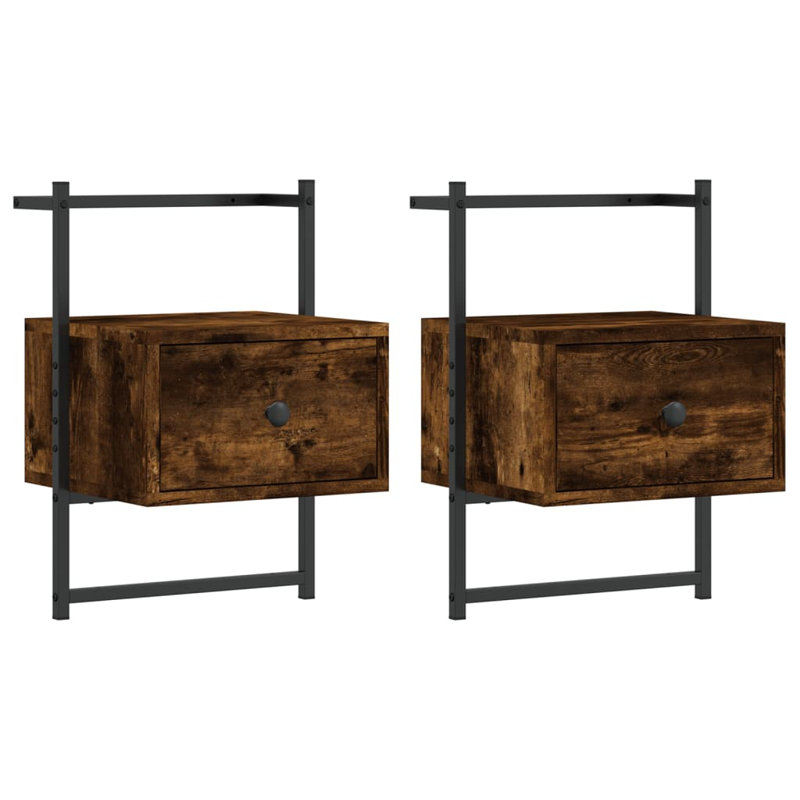 Huckstep 35cm W Bedside Table, Smoked Oak, 1