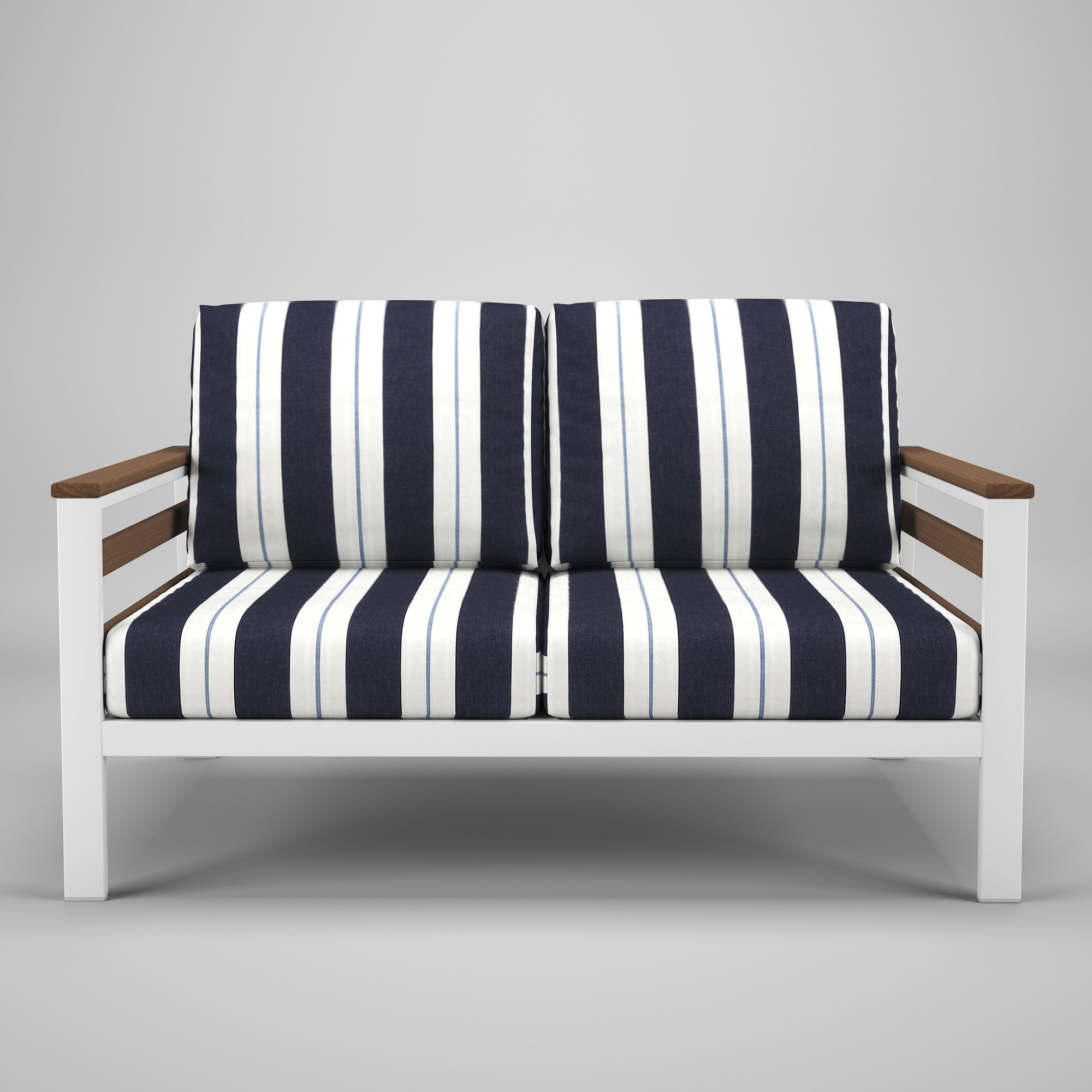 Townsend Metal Outdoor Loveseat With Sunbrella Cushion, Relate Harbor