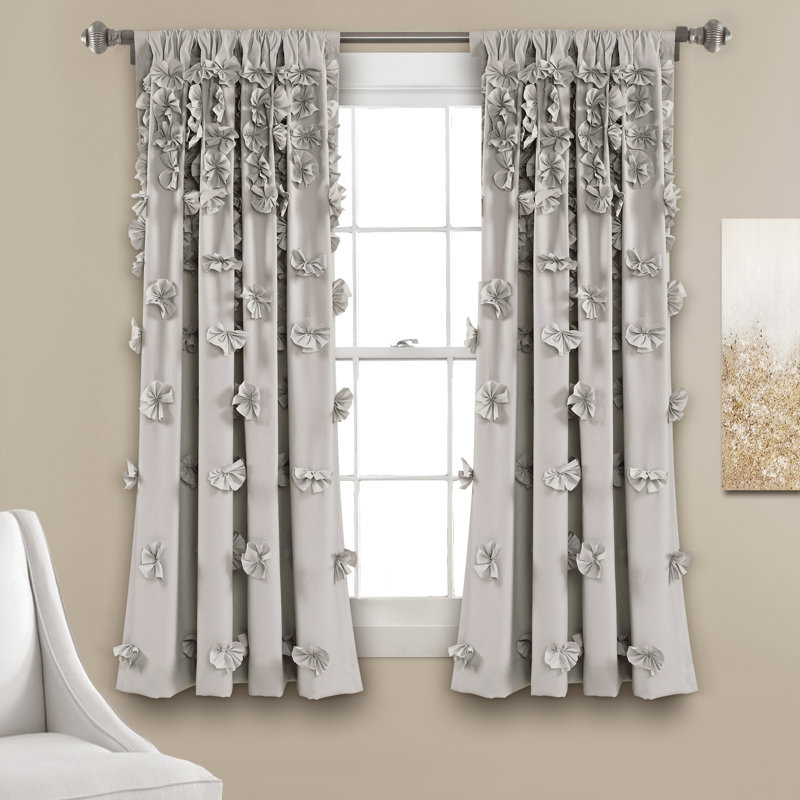 Paire de rideaux semi-transparents Reyna, Gris clair, l 54 po x L 63 po