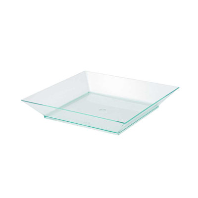 Restaurantware-3.9 x 3.9 Inch Party Plates, 20 Disposable Appetizer Plates - Elegant, Square, Seagreen Plastic Serving Plate, Durable, For Weddings Birthdays, And More