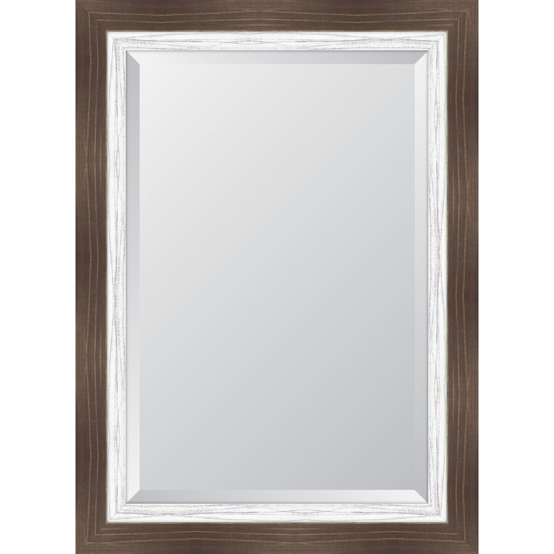 Farmhouse Wood Flat Wall Mirror, White, 48" H x 32" W
