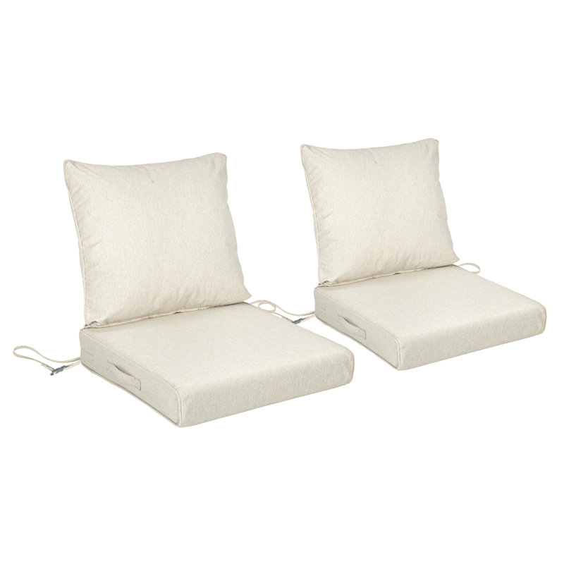 Outdoor Water-resistant Deep Seat Cushion Set, Khaki, 21" W x 21" D