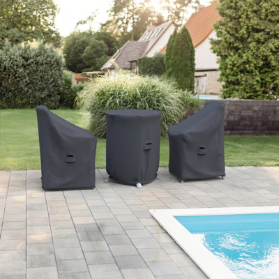 Outdoor Bistro Set Covers For Farrah Sky 2-Person Round Table & Chairs, Water-Repellent UV-Resistant Polyester