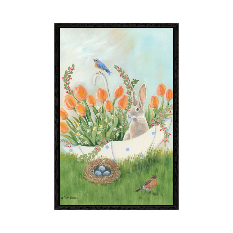 Umbrella Bounty by Pam Britton - Painting on Canvas, 101.6cm H x 66.04cm W x 3.81cm D, Black Floater Framed