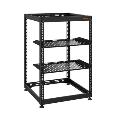 Support ouvert à 2 tablettes ventilées pour équipement audiovisuel et informatique