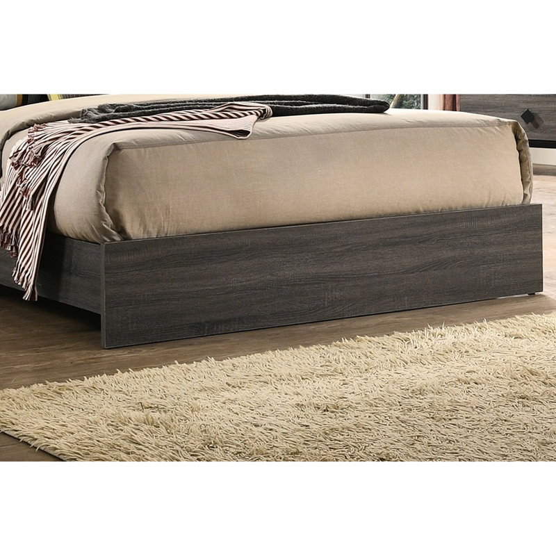 Lit grand, gris, tête de lit, bois d'hévéa pour chambre à coucher, bois d'hévéa gris pour chambre à coucher transitionnelle, style moderne