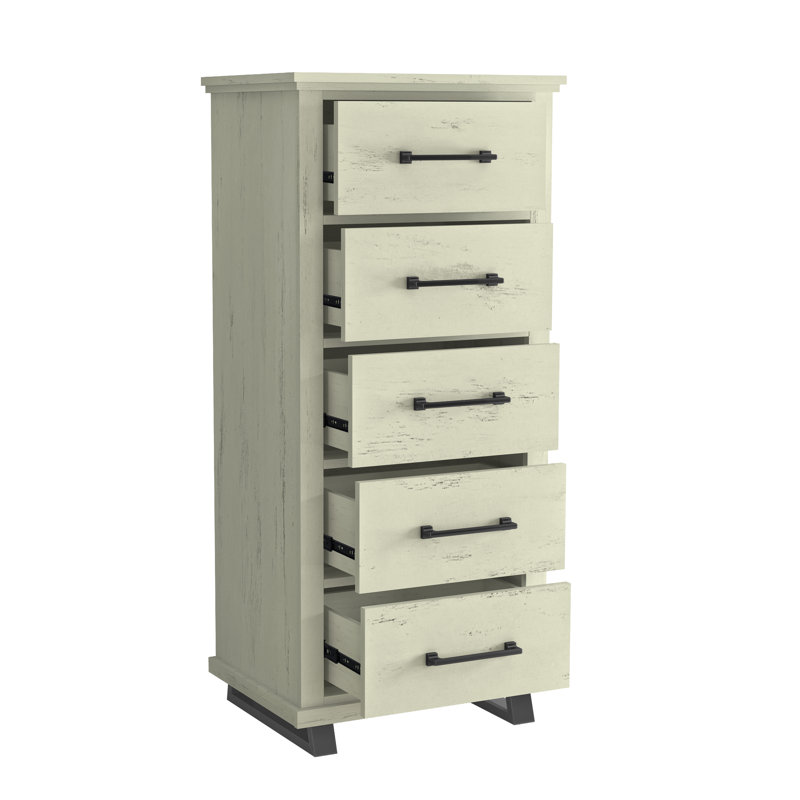 Icken 24'' W 5 - Drawer Dresser, Creamy White