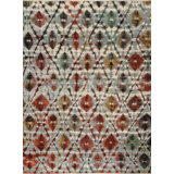 Shibori Hand Knotted Wool Geometric Area Rug in Gray/Red/Green