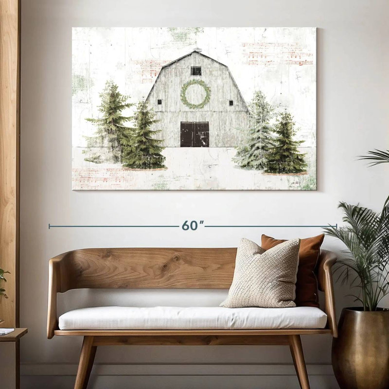 Lilie Wooded Holiday Barn, H 34 po x l 51 po