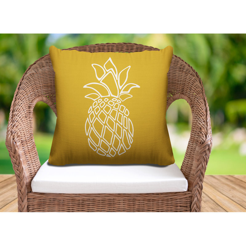 Calico Outdoor Reversible Throw Pillow, 15H" x 15W", Mustard
