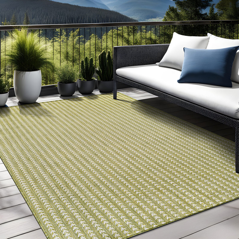 Tapis intérieur à chevrons, Olive, Rectangle 9' x 12'