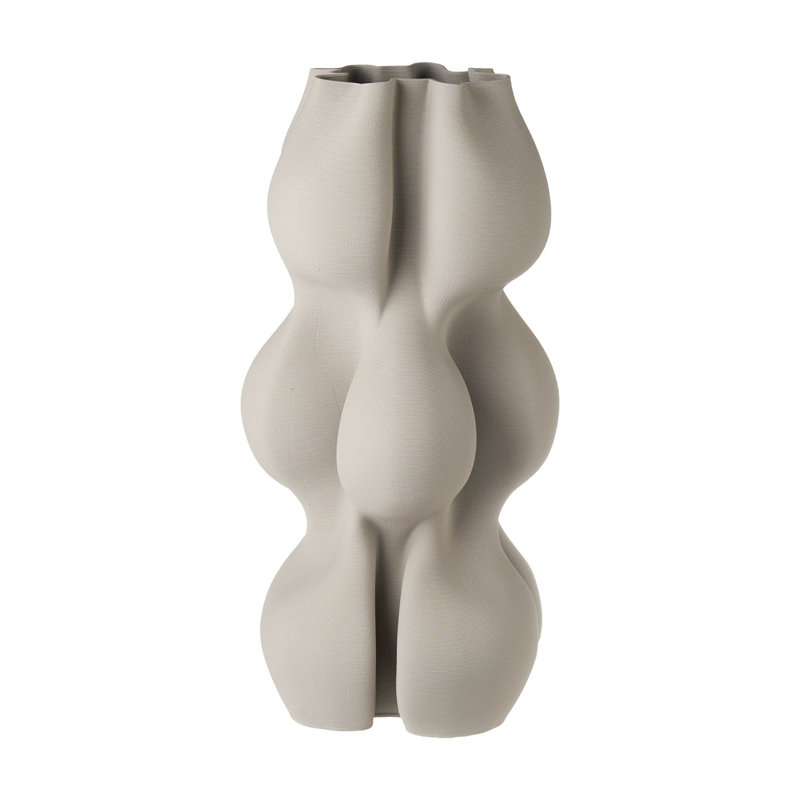 Vase en céramique imprimé en 3D, H 19 po x l 10 po x P 10 po, Blanc