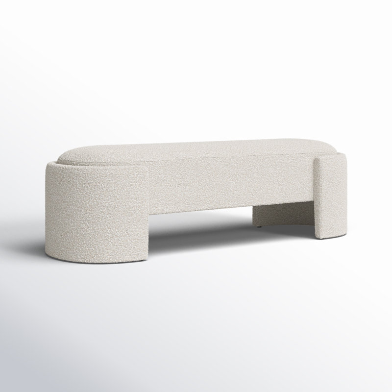 Off-White Boucle Fabric Sled Leg Bench