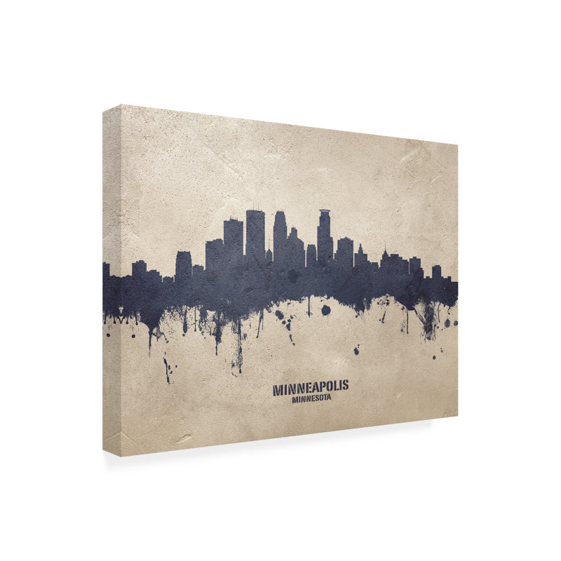 «Minneapolis Minnesota Skyline Concrete» par Michael Tompsett, impression sur toile tendue, H 24 po x l 32 po x P 2 po