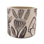 Jardinières en sable gris et ciment avec motifs botaniques bruns