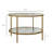 2-Tier Round Glass End Table with Metal Frame - Modern Side Table with Storage-1213971236
