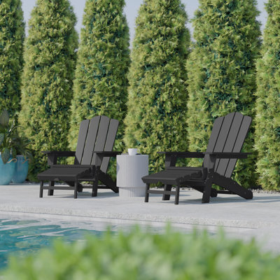 Ayleah Commercial All-Weather Plastic Adirondack Chair with Ottoman
