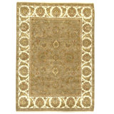 Hand Knotted Wool Oriental Area Rug in Camel And Ivory