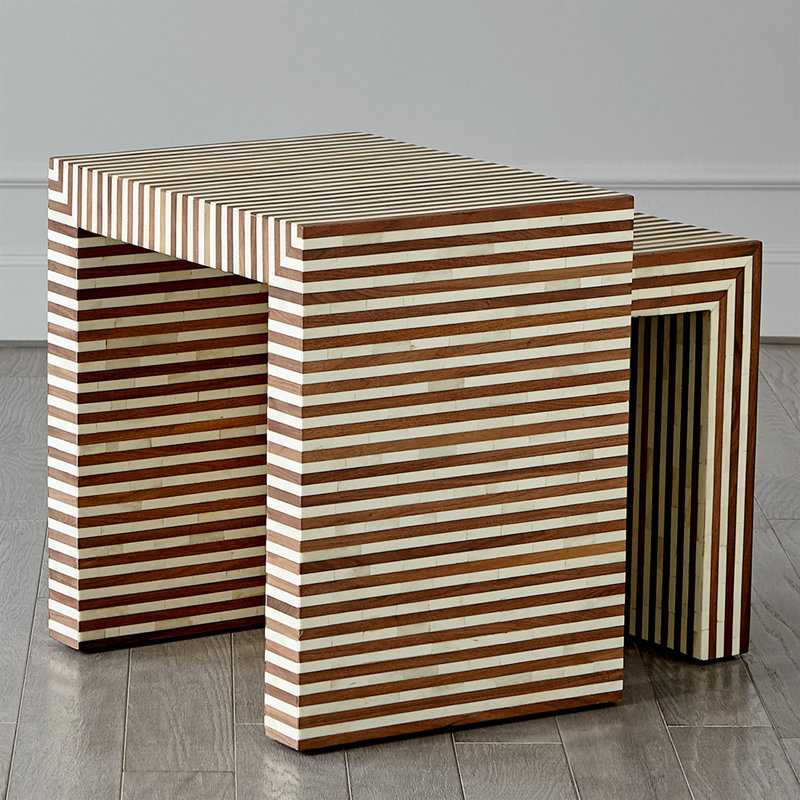Sienna Nesting End Table-Walnut/Bone-Lg