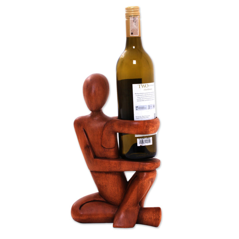 Buckler Solid Wood Tabletop Wine Bottle Rack in Brown