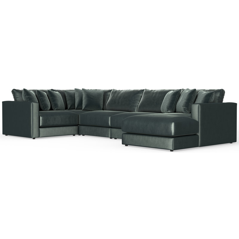 Nyrie 5-piece Modular Sectional, Green Polyester