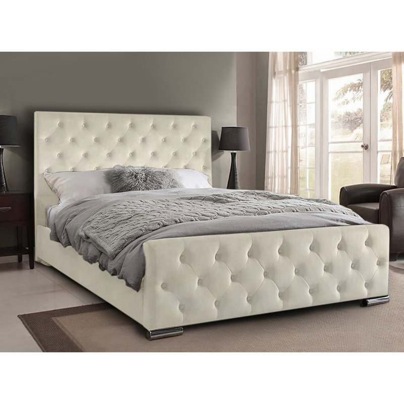 Carlos Upholstered Bed Frame, Cream, Super King (6')