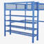 Lit mezzanine en métal avec tablettes à 4 niveaux et rangement