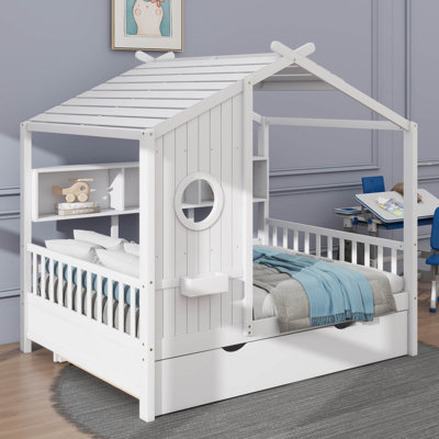 Minimalist Wooden Bed Frame With Underbed Trundle