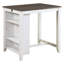 Ensemble de 3 tables à hauteur de comptoir de style transitionnel avec finition blanche et grise avec tablettes USB et 2 chaises à hauteur de comptoir rembourrées en tissu-774689099-774689101