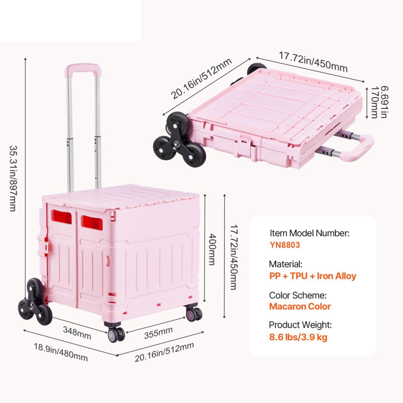 Chariot utilitaire pliable avec roues d'escalade