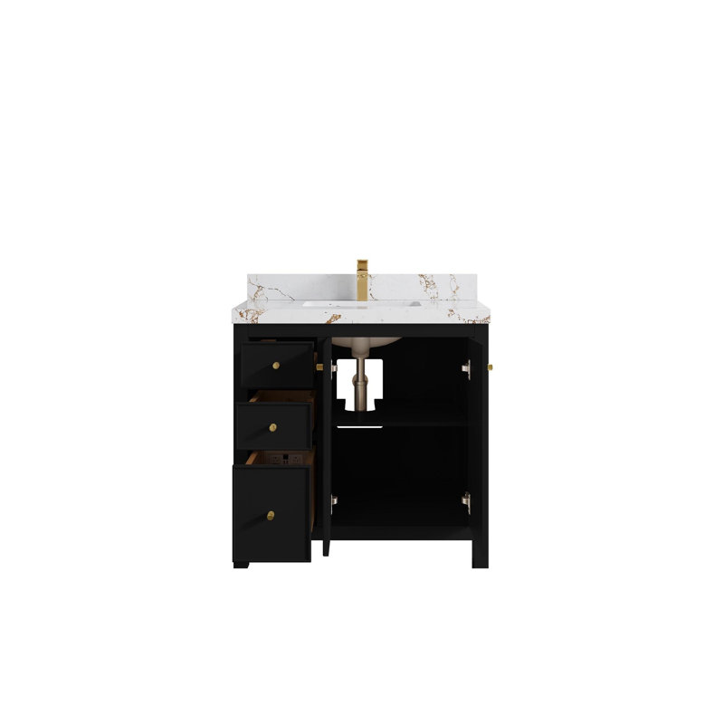 Ensemble de meuble-lavabo simple 36 po Chicago, Brun Viola