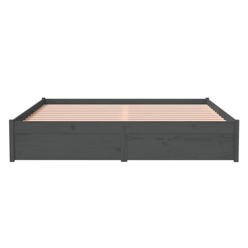 Bed Frame Solid Wood, grey, 140 x 200 cm