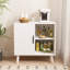 Armoire de rangement avec pieds en bois massif, buffet blanc avec 2 tablettes 31,5 po x 15,75 po x 31,5 po, console moderne pour la salle à manger