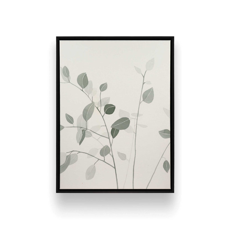 «Sage Leaves II» par Dogwood, L 12 po x H 16 po, Noir, Toile avec cadre
