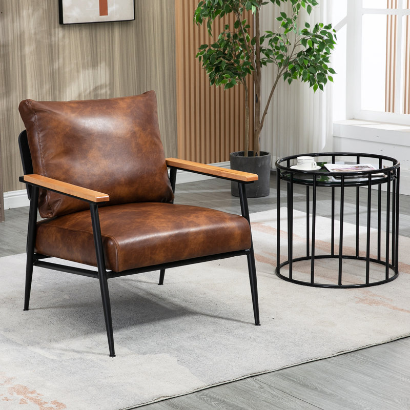 Fauteuil d'appoint Yanalis, Similicuir brun