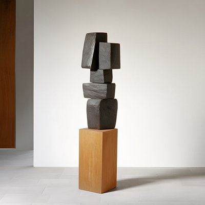 Black+Brown Free Form Solid Wood Decorative Object