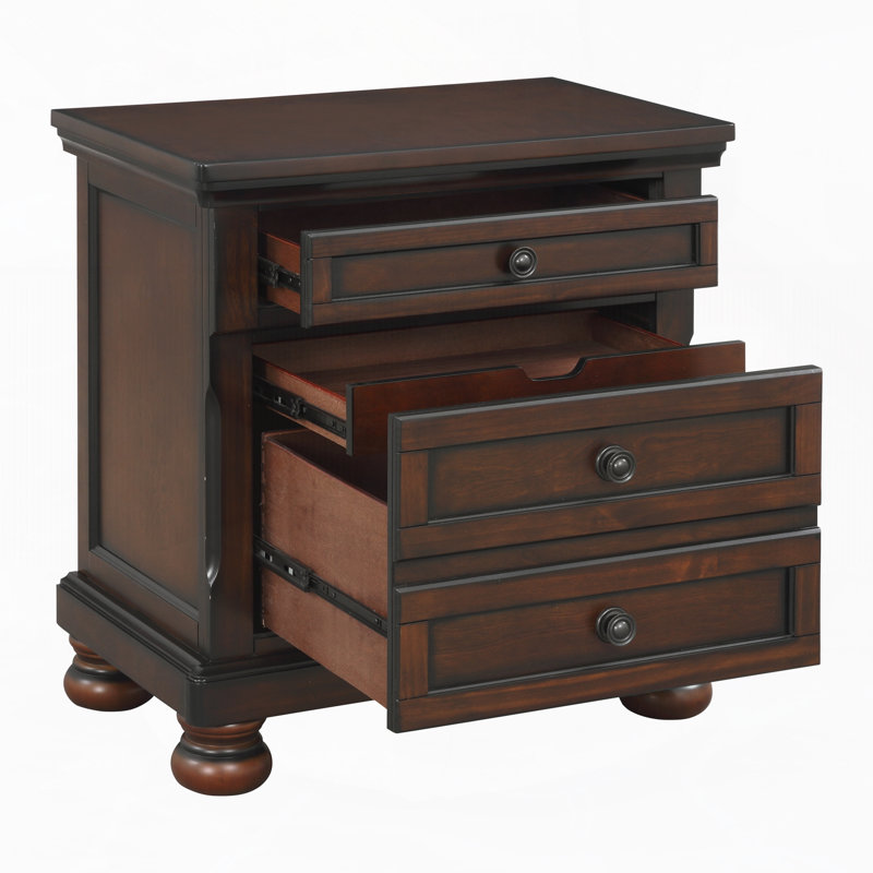 Table de chevet classique avec placage de bouleau brun