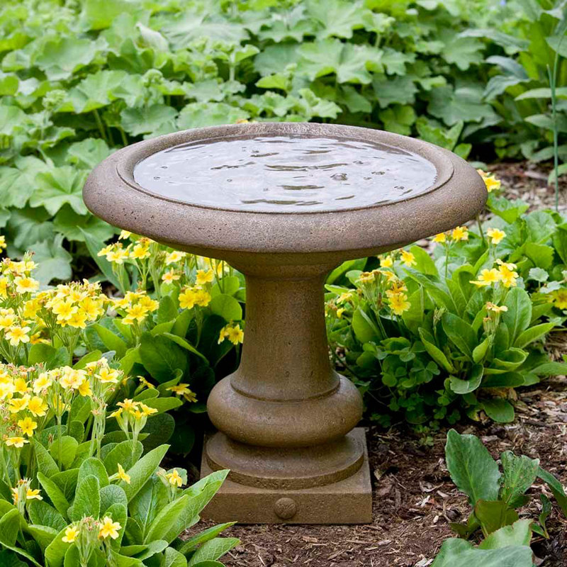 Connerton Concrete Pedestal Birdbath, Aged Limestone