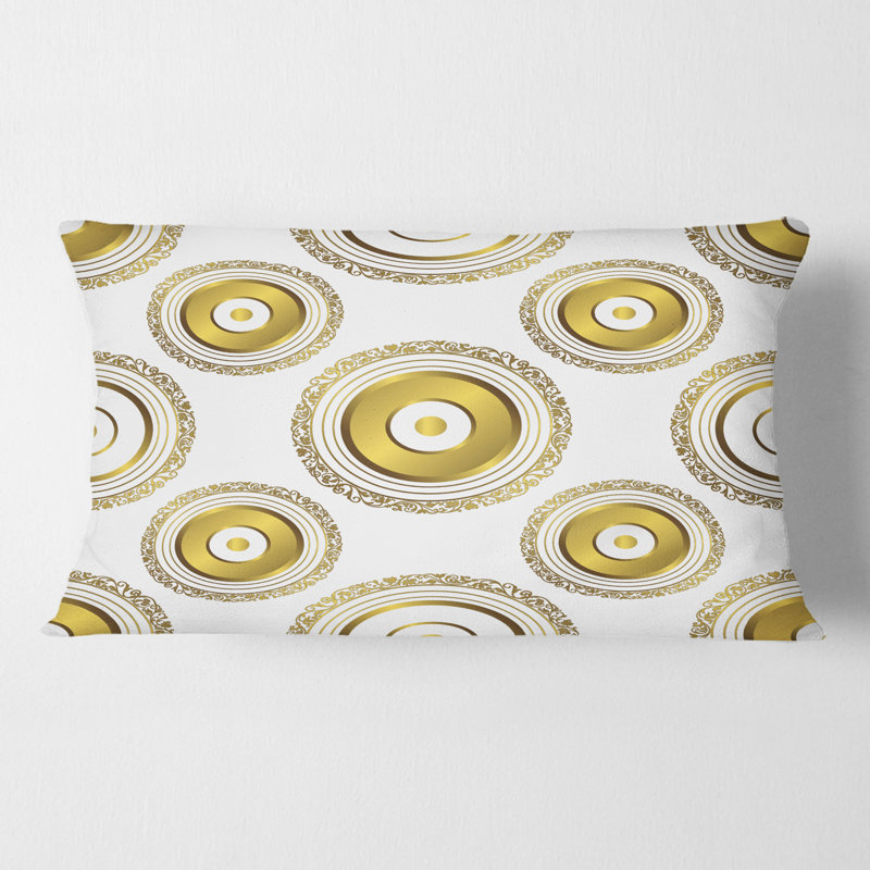 Coussin circulaire imprimé motif doré Mid-Century
