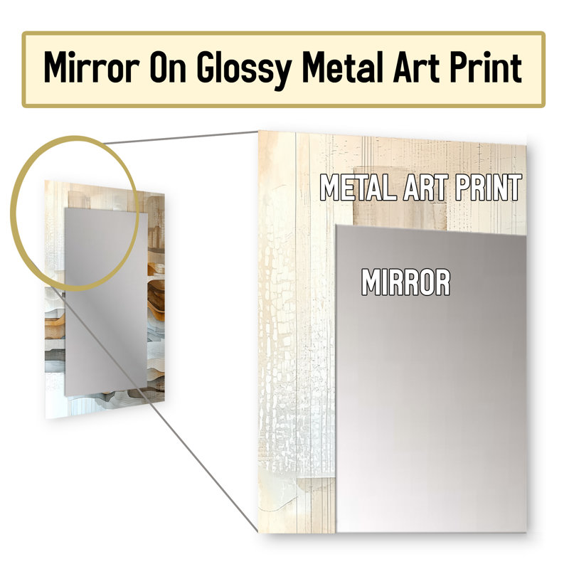 Urban Jazz Of Abstract Line Art II - Landscape Line Art Large Mirror, White Unique Wall Mirror Decor, Printed Metal Art