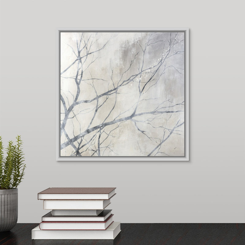 « au-delà de la fenêtre d’appui », peinture sur toile, H 13,7 po x l 13,7 po x P 1,75 po, Cadre flottant blanc