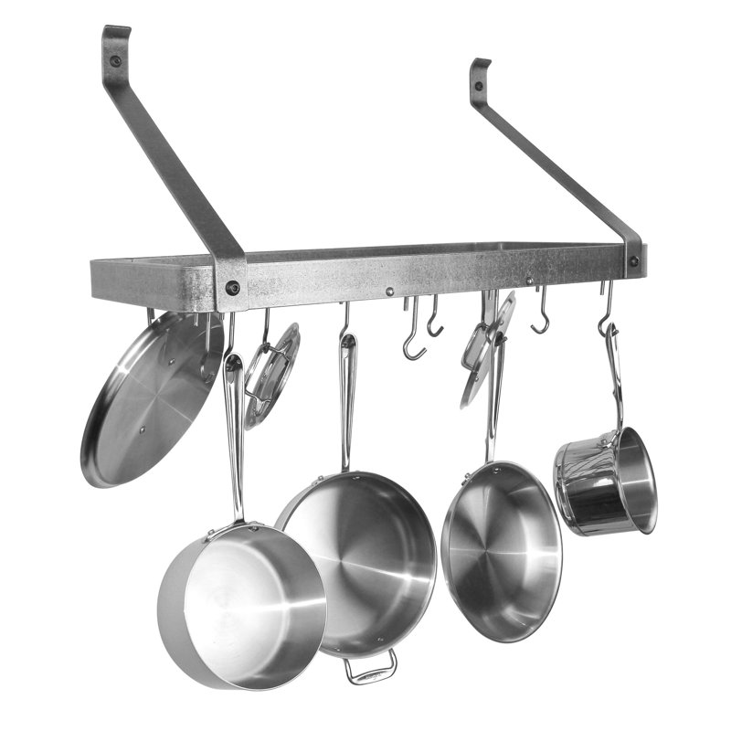 Gourmet Handcrafted Wall Mounted Pot Rack, 14'' H x 30'' W x 9'' D